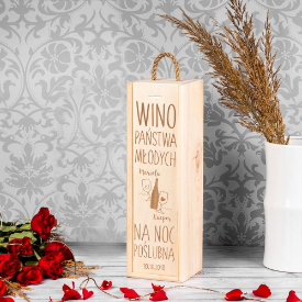 Prezent na ślub zamiast kwiatów, skrzynka na wino z grawerem